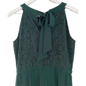 NWT Gal Meets Glam Green Sleeveless Jumpsuit with Lace Detail, Size 6P